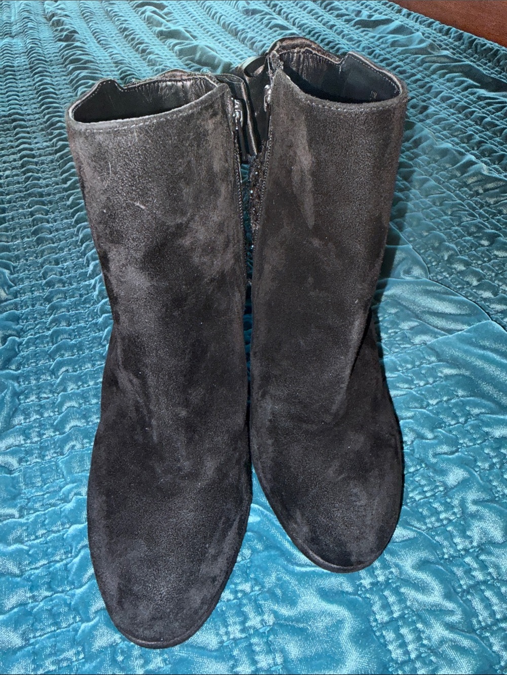 Copper Key Black Satin Bow Block Heel Ankle Booties - Picture 3 of 6